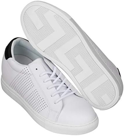 CALTO Men's Invisible Height Increasing Elevator Shoes - White Leather Lightweight Lace-up Casual Fashion Sneakers | Image 4