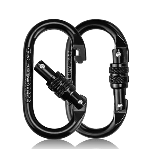 TIANLIN 2Pcs Small Heavy Duty Carabiner Clips, Black, 14*8.3*2.2