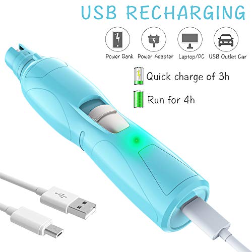 RUCACIO Dog Nail Grinder Electric Pet Paw Clipper Trimmer for Small Medium Large Breed Dog Cat Paws Grooming & Smoothing - Professional 2 Speed Electric Recharging Animals Nail Grinder - Thumbnail 5