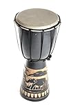 mit Ziegenfell bespannt 40cm Djembe Trommel Bongo Elefant Schwarz A1