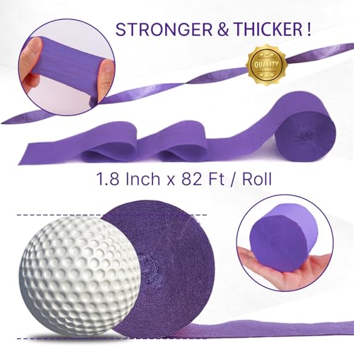 Image of PartyWoo Crepe Paper Streamers 6 Rolls 492ft, Pack of Metallic Silver, Light Purple, Lilac, Lavender Purple, White Crepe Paper for Birthday Decorations, Baby Shower Decorations (1.8 Inch x 82 Ft /Roll)