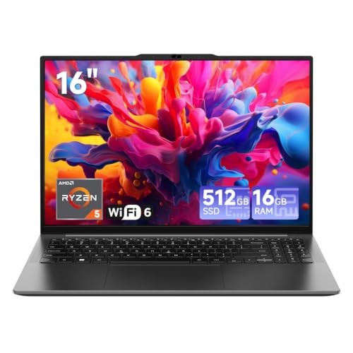 Image of CHUWI Gaming Laptop 16'', AMD Ryzen 5 (Beat i7-1355U), 16GB RAM 512GB SSD | Win 11 Pro Laptop with Office, IPS 2K Display, Backlit Keyboard, 74.1Wh, WiFi 6, BT 5.2, 4K HDMI