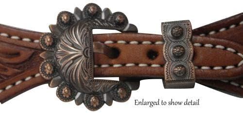 Miniatura 2 de Showman Señoras Tamaño Argentina Cuero Vaca Floral Tooled Spur Correas wCobre Conchos