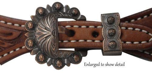Showman Ladies Size Argentina Cow Leather Floral Tooled Spur Straps w/Copper Conchos