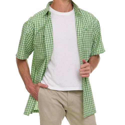 Wrangler Button Up Shirts for Men Big and Tall - Plaid Short Sleeve Casual Shirt3