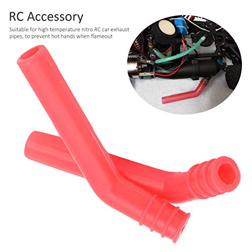 Dilwe Rc Exhaust Pipe Extension Tube, 1 Pair Engine Exhaust Pipe Extender Silicone Extension Tube Compatible With Hsp 1/8 1/10 Rc Car Rc Accessories(Red) #TOP2