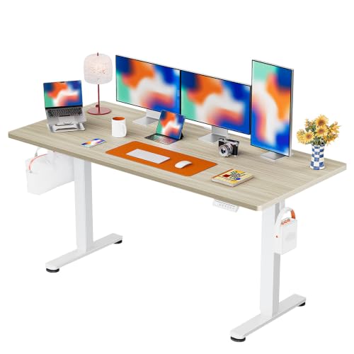 Image of ErGear Height Adjustable Electric Standing Desk, 71 x 30 Inches Sit Stand up Desk, Memory Computer Home Office Desk, Natural