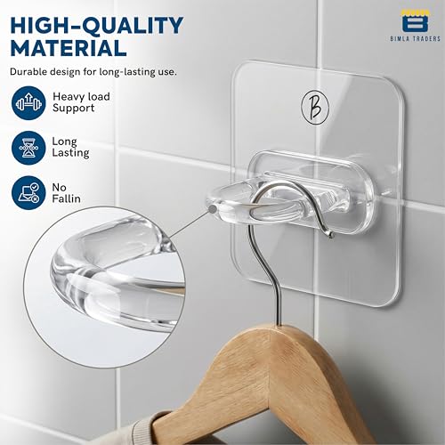 Image of Btag Round StIcker Wall Ring Hook Multi Functional |Damage-Free Hanging for Kitchen, Bathroom, Office | Easy Install, Long-Lasting Hold for Any Room | Waterproof & Rust-Proof Design (Transparent PO20)