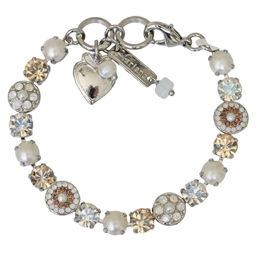 Mariana Rhodium Plated Champagne and Caviar Floral Crystal Bracelet, Moonlight 4044 3911ro
