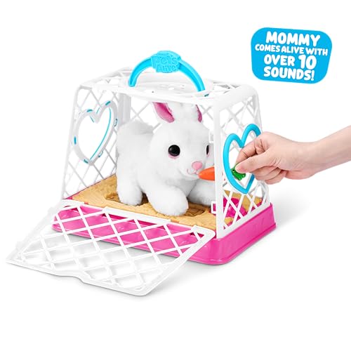 Pets Alive Mommy Bunny Surprise von ZURU, realistischer, elektronischer Plüschhasen-Roboter, Überraschungsspielzeug für Kinder.