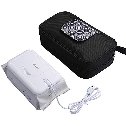 Image of Lictin Portable Baby Wipe Warmer -Safe Baby Wet Wipes Dispenser,Wipes Warmer Rechargeable for Babies,Power by Car Charger/USB Power 5V 2A,Wipe Holder Case with Handle Strap Suitable for Indoor&Outdoor