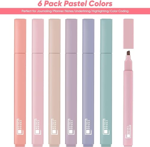 Image of Aesthetic Cute Highlighters Bible and Pens No Bleed Mild Soft Chisel Tip Pastel Highlighters Marker Pens for Journaling Note Taking School Stationary (12 Pcs Aesthetic Highlighter), Multicolor