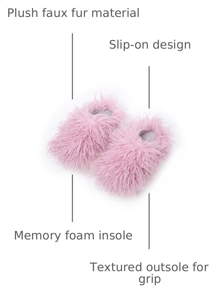Image of Unisex Fuzzy Faux Fur Slippers, Women's Fluffy Long Hair Sheep Faux Fur Slip on Slides, Girls Luxury Big Fluffy Outdoor Flat Slippers, Long Curly Hair Non-Slip Warm Home Slide Shoes