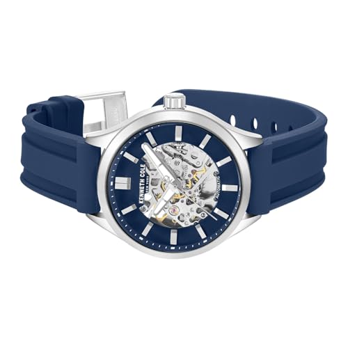 Image of Kenneth Cole Automatic Blue Round Dial Men's Watch | Silicon Strap Material | Watches for Men Analog - KCWGZ0103703MNW