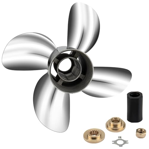 Hélice hors-bord 4 lames acier inoxydable 48-878618A46 pour Mercury 40-60HP 13 dents