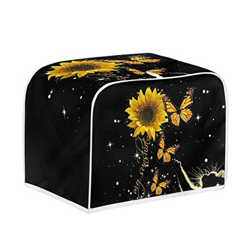 Salabomia Toaster Dust Cover 4 Slice, Butterfly Sunflower Anti-Sputtering Toaster Covers, Washable Decorative Bread Toaster Cover, Dust Fingerprint Protection For Toasters Bread Maker, Black #TOP1
