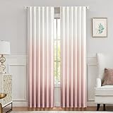 Central Park Ombre Window Curtain Panel Linen Gradient Print on Rayon Blend Fabric Backtab Rod Pocket Drapery Treatments for Living Room/Bedroom, Cream White to Pink, 50