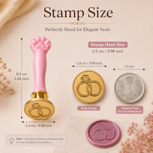 Image of Curated Cart 1 Wax Seal Stamp Kit Decorating Gift Cards Wedding Invitations Envelopes Letters Sealing (Ring Stamp)