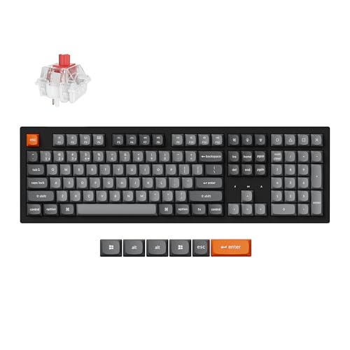 Keychron K10 Max Clavier mécanique sans Fil, 2,4 GHz/Bluetooth/USB-C, RGB, QMK/Via, Macros programmables, Hot-Swap, PBT Keycaps, pour Mac Windows, Super Red Switch