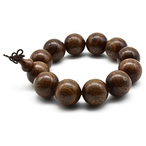 Zen Dear Unisex Natural Silkwood Tibetan Buddhism Meditation Prayer Bead Necklace Japa Mala Beads Bracelets (20mm x 12 Beads) Cover