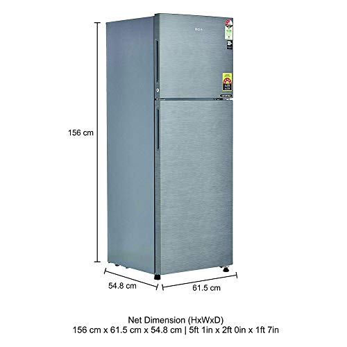 Image of Haier 258 L 3 Star ( 2019 ) Frost Free Double Door Refrigerator(HEF-25TDS, Dazzle Steel /Brushline silver, Convertible)