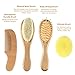 Baby Hair Brush and Comb Set (4-Piece) for Newborn - Wooden Baby Hairbrush Set，A Beechwood Brush, Baby Airbag Brush, Beech Handle Brush, and Prevent Cradle Cap Silicone Brush - Ideal Registry Gift