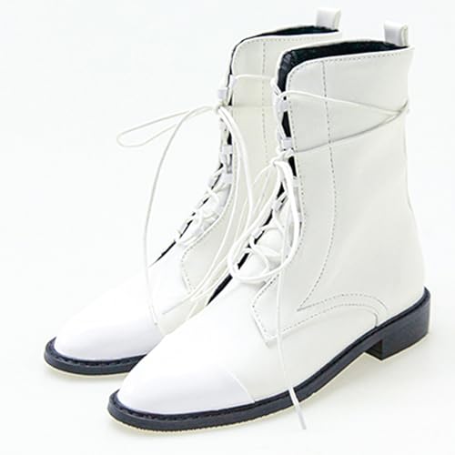 Asterisco Women Block Heel Ankle Boots Low Heel Booties Pointed Toe Lace Up Riding Boots Boots, Size 3.5-11.52