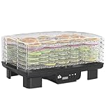 HOMCOM 6 Tray Food Dehydrator, 550W Food Dryer Machine with Adjustable Temperature, 48H Timer, for Drying Fruit, Meat, Vegetable, Jerky and Pet Treat, Black