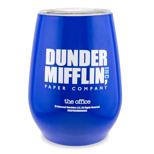 Silver Buffalo The Office Dunder Mifflin Paper Double Wall Stainless Steel Stemless Tumbler w/Lid, 10-Ounces