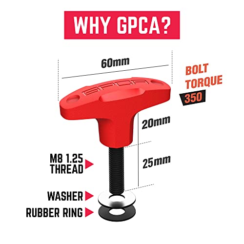 Image of GPCA Quick Release Tie Down GP Anchor PRO, Wrangler JL 2018-2025 | w /o Nut, M8 25mm Thumbscrew, Hardtop Removal, Jeep Accessories & Cargo Tie Down (6PC, Red)
