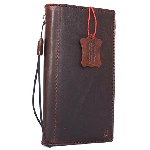 Genuine Real Leather Case for Samsung Galaxy Note 8 Book Wallet Cover Handmade Retro Luxury Cards Slots Dark Brown Daviscase