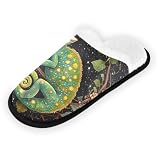 ALAZA Chameleons Green Leaf Flower Slippers