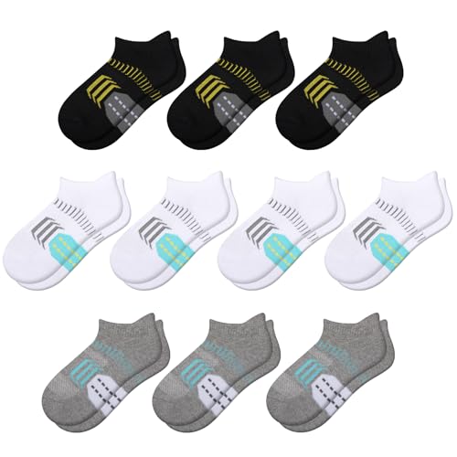 Comfoex 10 pares de meias atléticas de cano curto acolchoadas de algodão para corrida para meninas 4