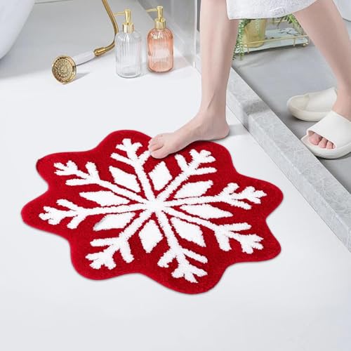Tapis de bain de Noël en microfibre rouge d'une douceur exceptionnelle