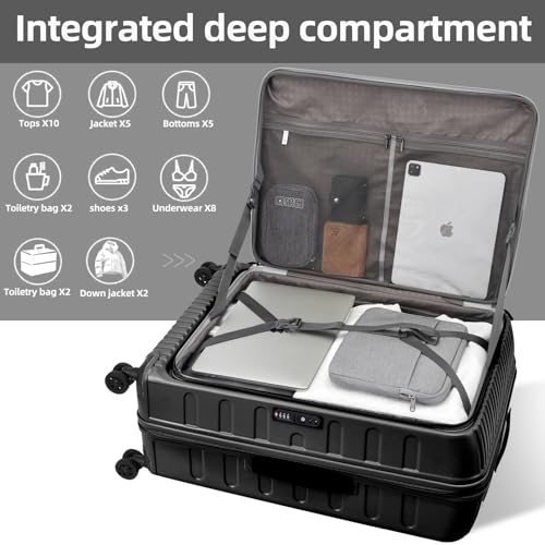 Image of Kaleenie 29 Inch Luggage with Expansion & Side Opening Design, 50 * 31(35)*76cm, 117L~133L Ligthweight ABS+PC Hardshell Checked Suitcase, TSA Lock & YKK Zipper with HINOMOTO 360 Wheels, Black