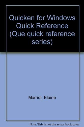 Buy Quicken for Windows Quick Reference (Que quick reference series ...