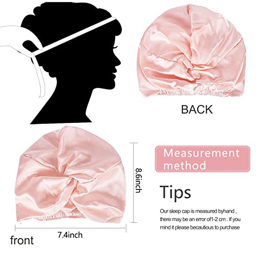 Hair Wrap for Sleeping Satin Sleep Bonnet Double-Sided Sleep Cap Hair Turban for Curly Hair Women Sleep Cap with Elastic Bow Stay On Head - Image 2