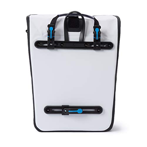 #DoYourOutdoor 3in1 Hinterradtasche mit praktischem Schnellverbindungssystem für Gepäckträger - Wasserdicht & Reflektierend - 21 Liter Rolltop- Fahrradtasche mit Schultergurt, Tragegriff - weiß
