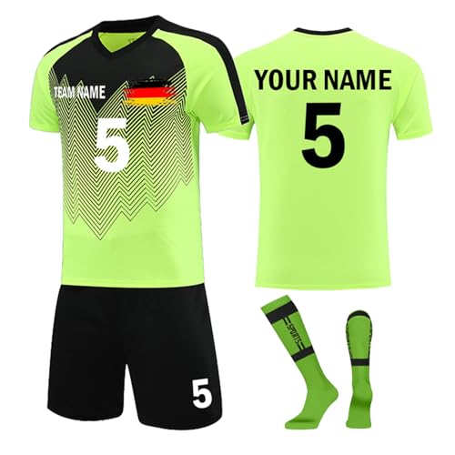 Camiseta de fútbol personalizada para niños, conjunto de uniforme de entrenamiento con logotipo de número de nombre, 3-verde fluorescente, 28