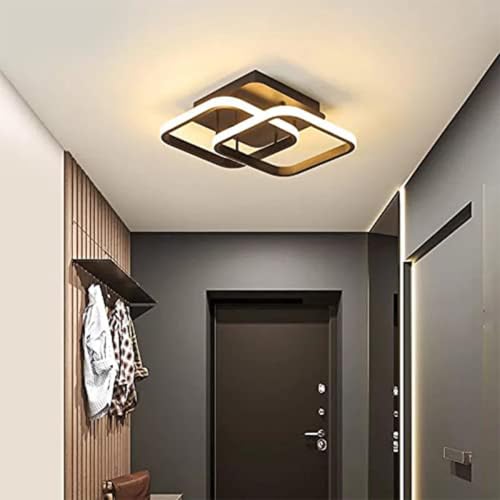 Image of SINOMAN Stylish LED Ceiling Lamp Dual Ring Sqaure Metal and Silicon Design, Surface Mount 3 in 1 Color Changing Perfect for Living Room, Dining Area, Bedroom and Home Decoration