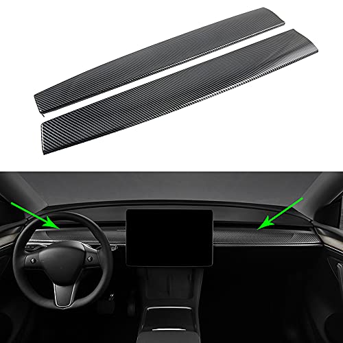 Oubolun Dashboard Cover For 2017-2021 Tesla Model 3 & Model Y Car Interior Accessory Abs Plastic Imitation Carbon Fiber Inner Protection Decoration #TOP23