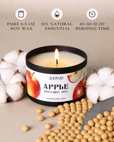 Image of AOOVOO Fall Candle Set - 4 Pack Scented Candles for Home, 26oz up to 200 Hours Long Lasting, Pumpkin /Apple Cinnamon /Clove Cinnamon /Cinnamon Candles Gift Autumn Fragrance Decor