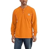 Carhartt Henley - Ropa de trabajo para hombre con bolsillo y manga larga (talla regular y grande y alto),M