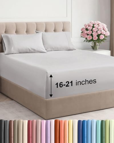 Image of Extra Deep Pocket King Size Sheet Set - Breathable & Cooling - French Grey