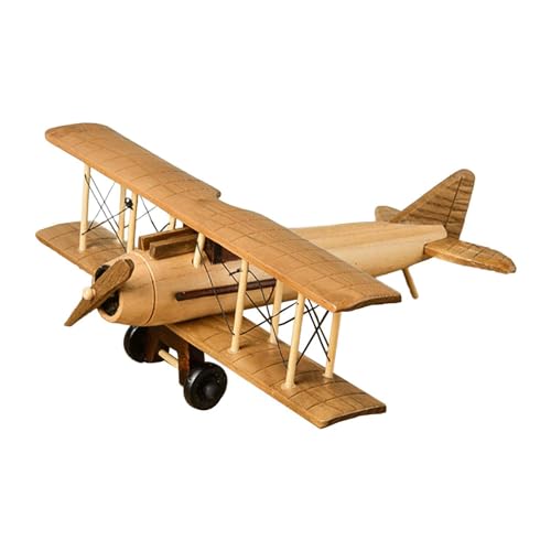 Biplano de madera vintage duradero: modelo de avión coleccionable para hogar 2