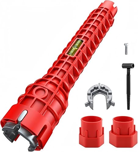 Image of WENDOVER 8 in 1 Multifunctional Sink Wrench, Faucet & Basin Installation & Removal - Comfortable Non Slip Grip, Pipe & Tub Drain Removal Nut Wrench for Bathroom, Kitchen, & Laundry - Plumbing Repairs