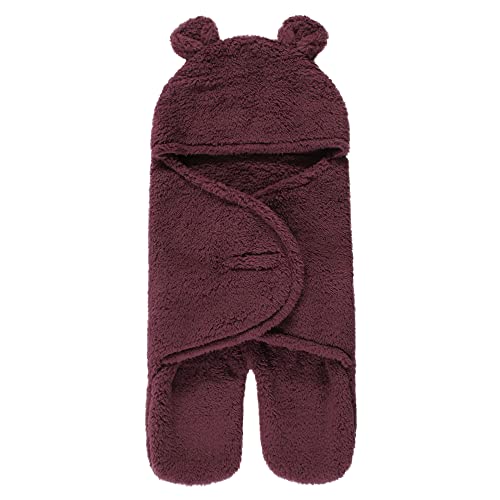 Image of Hudson Baby Unisex Baby Animal Sherpa Baby Outdoor Stroller Sack Wrap, Burgundy, One Size