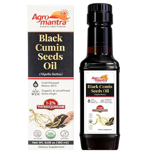 USDA Organic Black Seed Oil Liquid -Certified 1-2% Thymoquinone Cold-Pressed Below 35C | Black Cumin Seed Oil 6.08 fl oz | Immune & Digestive Support | Lab Tested | Unrefined Nigella Sativa | Non-GMO Vegan