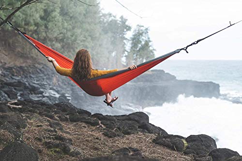 Esup Single & Double Camping Hammock -Lightweight Nylon Portable Hammock, Best Parachute Hammock With Tree Straps For Backpacking, Camping, Travel (Green / Blue/ Orange, 118"(L) X 78"(W)) #TOP4