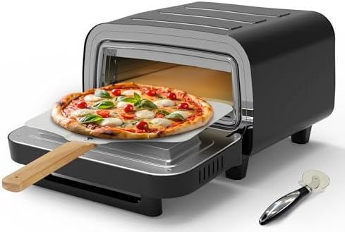 2025 Upgraded Pizza Oven, Indoor Pizza Oven Heats up to 840°F, Bake 12 Inch Pizzas in 90 Seconds, 6 Touchscreen Presets Countertop Electric Pizza Maker with Pizza Stone&Peel&Cutter Included